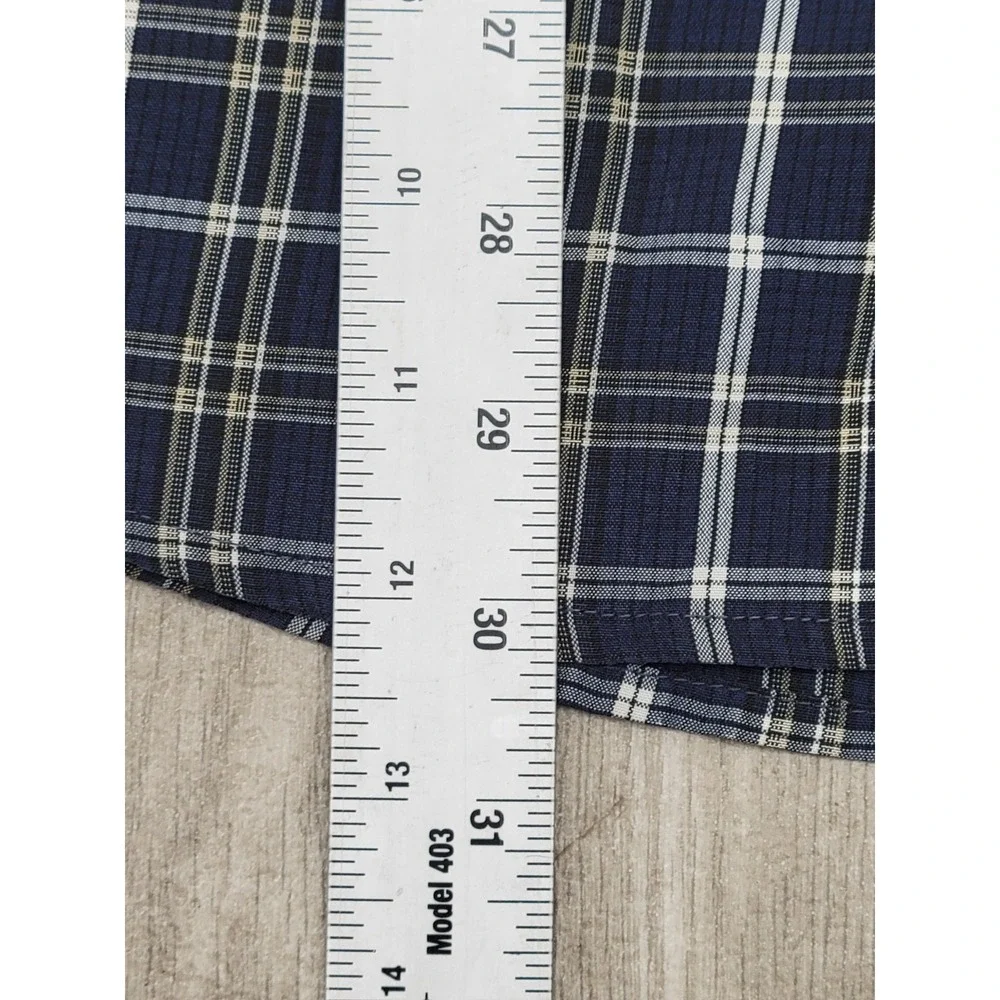 The North Face Hiking Shirt Men's Large Blue Plaid Long Sleeve Outdoor Button Up